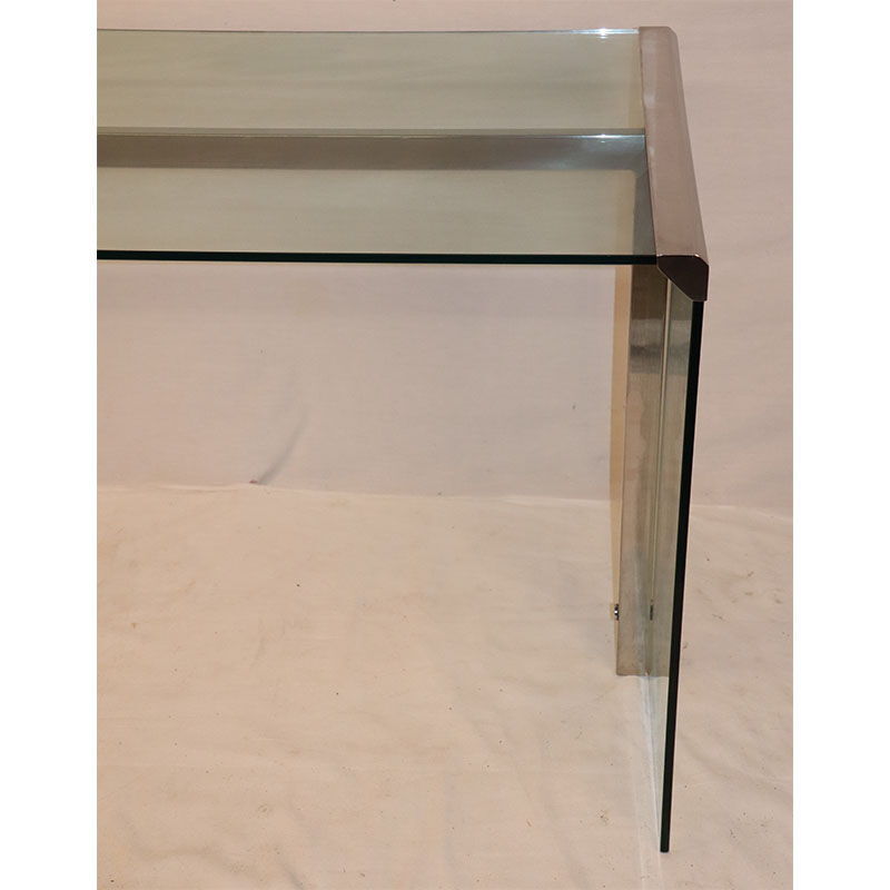 Gallotti and Radice design desk in glass and chrome 1970