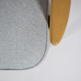 Original restored armchair 366, designer J. Chierowski, 60s, blue, oak wood