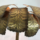 Brutalist brass palm tree floor lamp Hollywood Regency 1970s