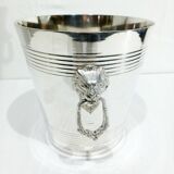 Seau à champagne en métal argenté, tête de lion