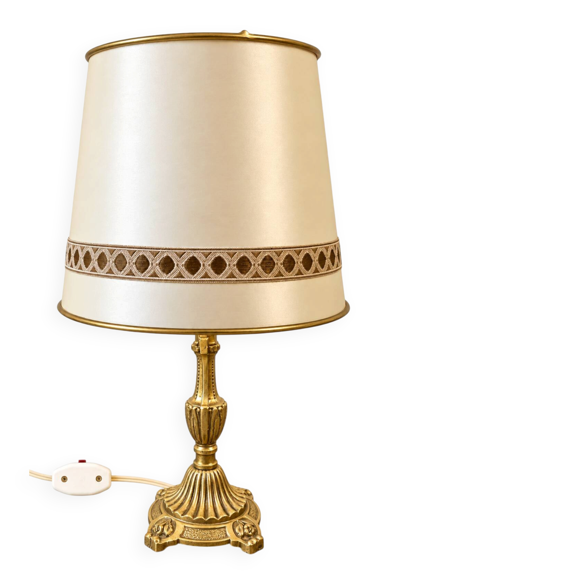 Vintage brass table lamp – 1950s – Rococo style base