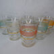 6 old granite glasses of vintage color 50s