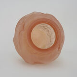 Art deco ball vase in pink glass paste with bird decoration