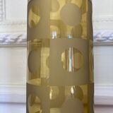 Amber yellow glass vase frosted geometric pattern