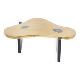 Table basse en laiton gravé avec pierres d'Agathe dans le style de Lova Creation