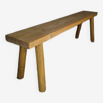 Banc 140 cm bois massif ancien patiné