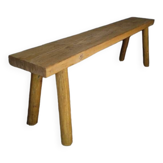 Banc 140 cm bois massif ancien patiné