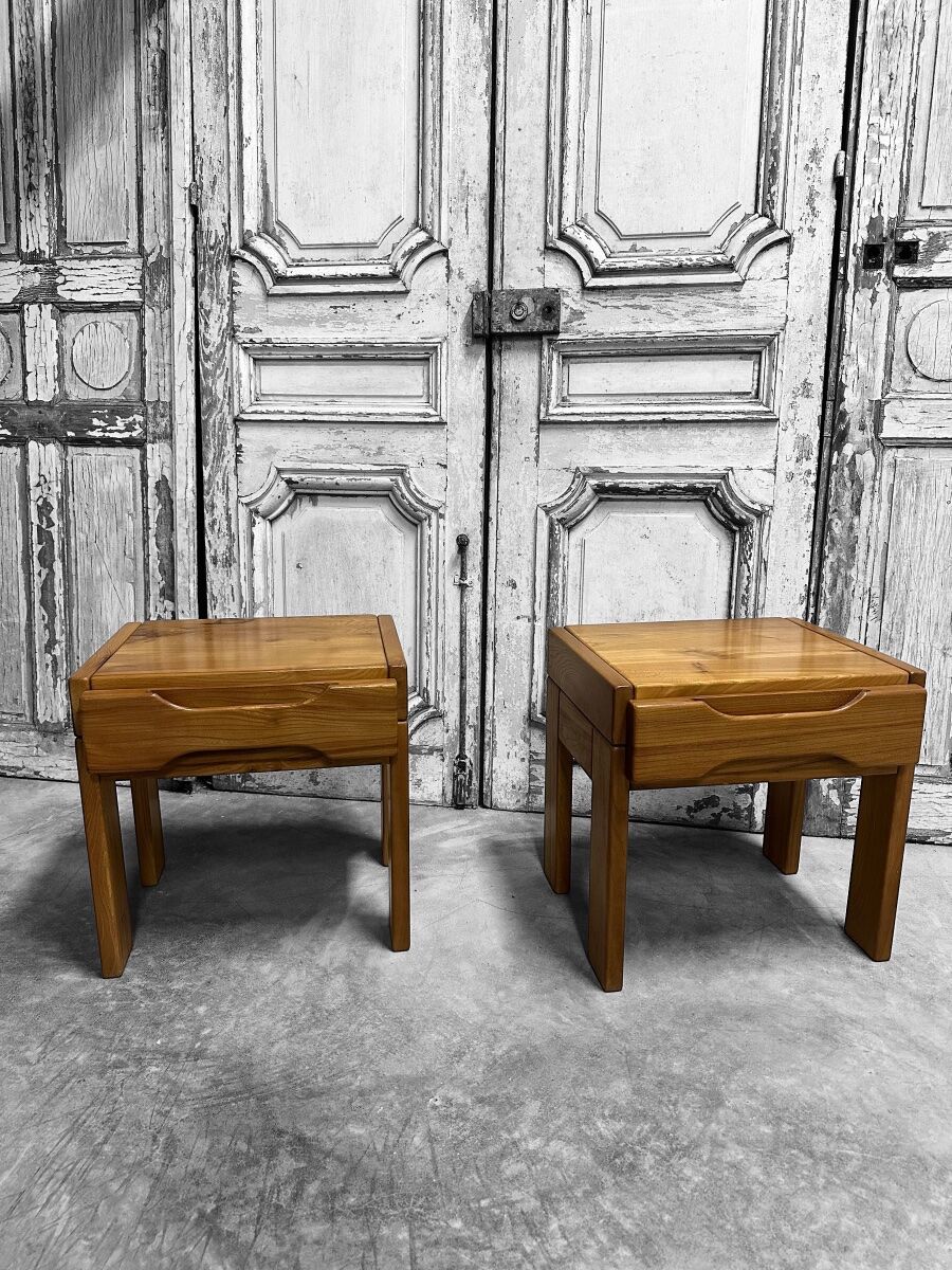 Paire de chevets en orme massif maison regain