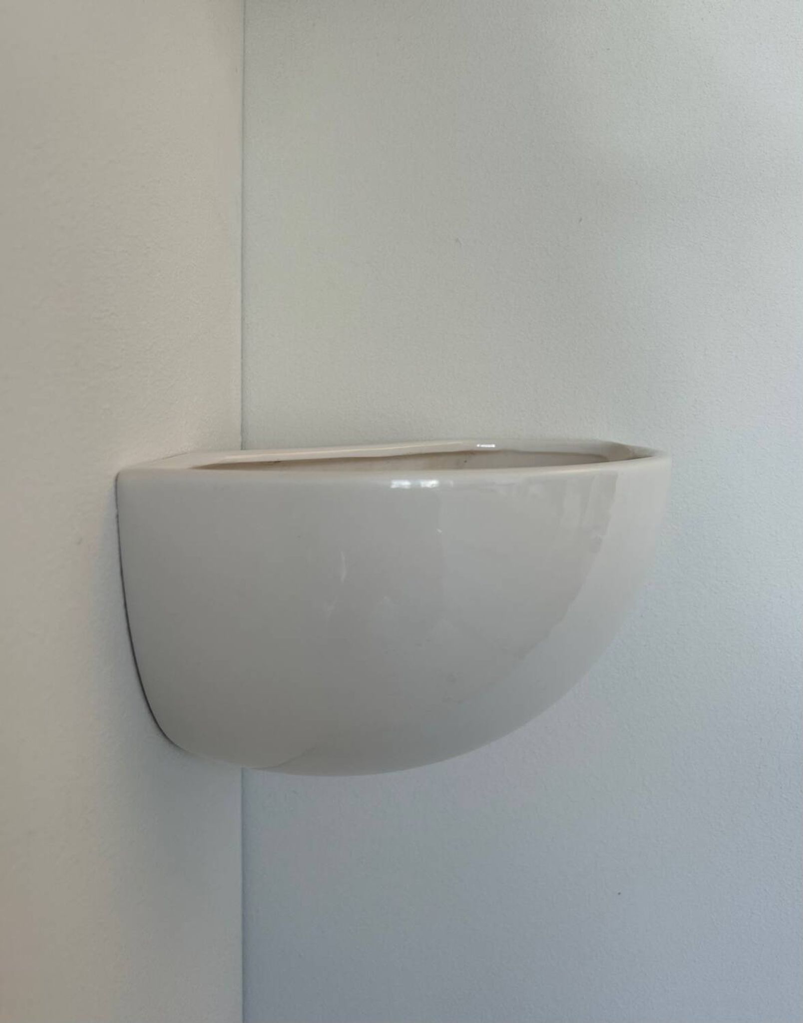 Vintage corner wall light, glossy white porcelain, France 1970
