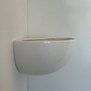 Vintage corner wall light, glossy white porcelain, France 1970