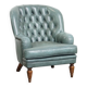 Blue chesterfield armchair made of cowhide leather in English style