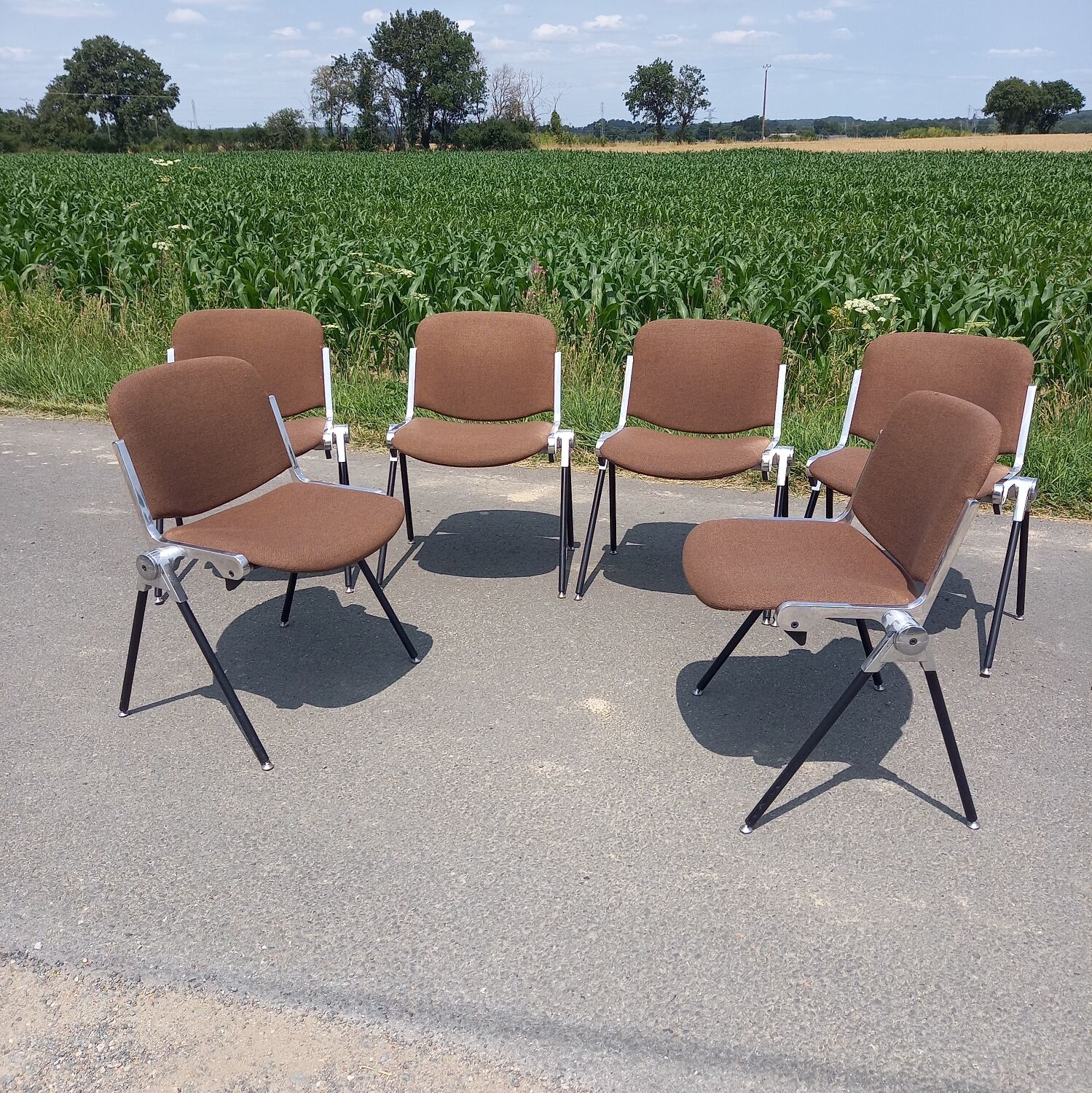 Set of 6 Italian design chairs 70s