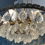 Lustre laiton et pampilles en verre, 3 étages, 6 feux