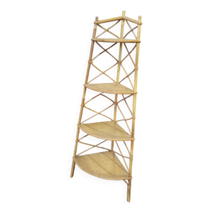 Etagère d'angle rotin