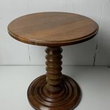 French Brutalist Wood Turned Wine Press Side Table in the style of Charles Dudouyt, France, 1940s