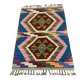 Afghan kilim rug in wool, pastel geometric patterns,