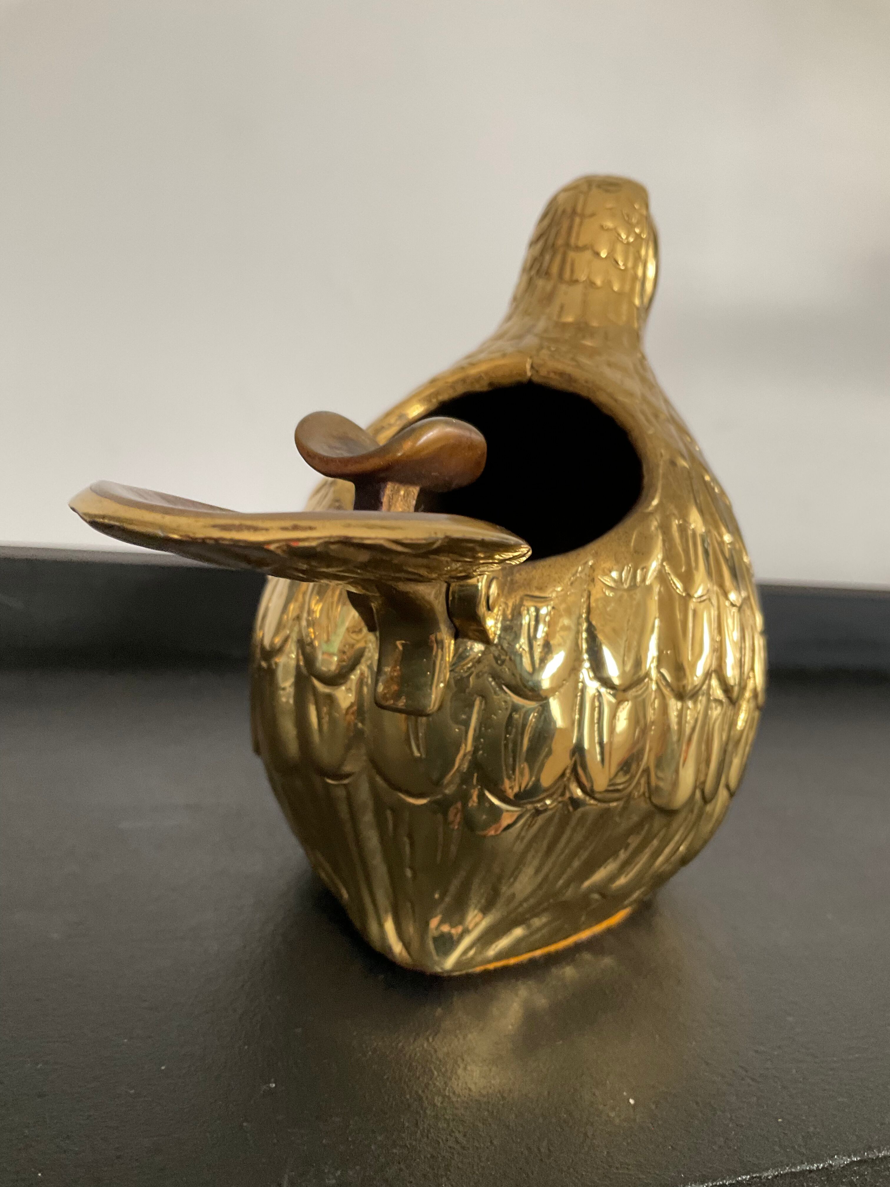 Cendrier en bronze Valenti caille ou perdrix vintage