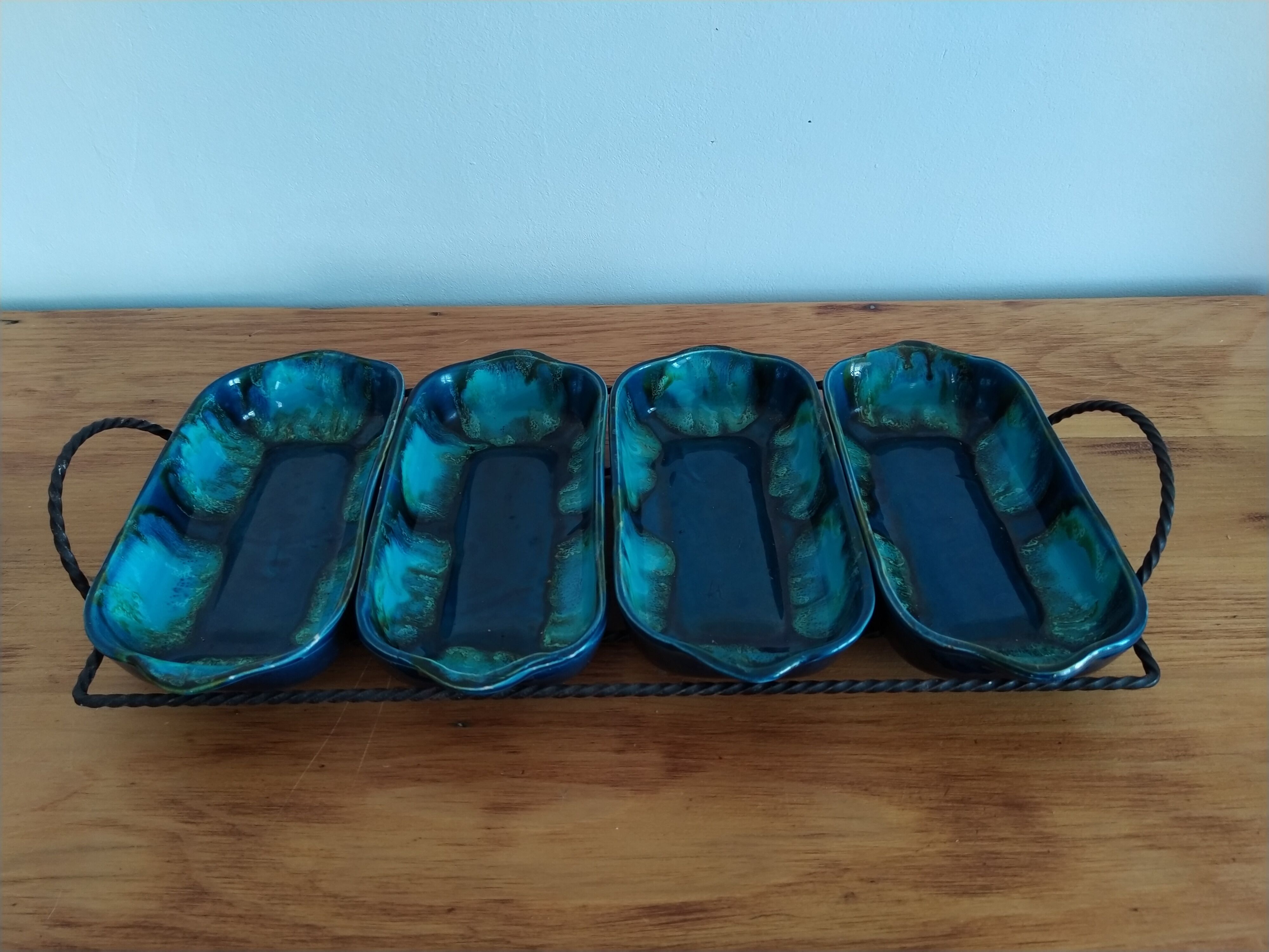 Vintage ceramic aperitif tray of vallauris blue
