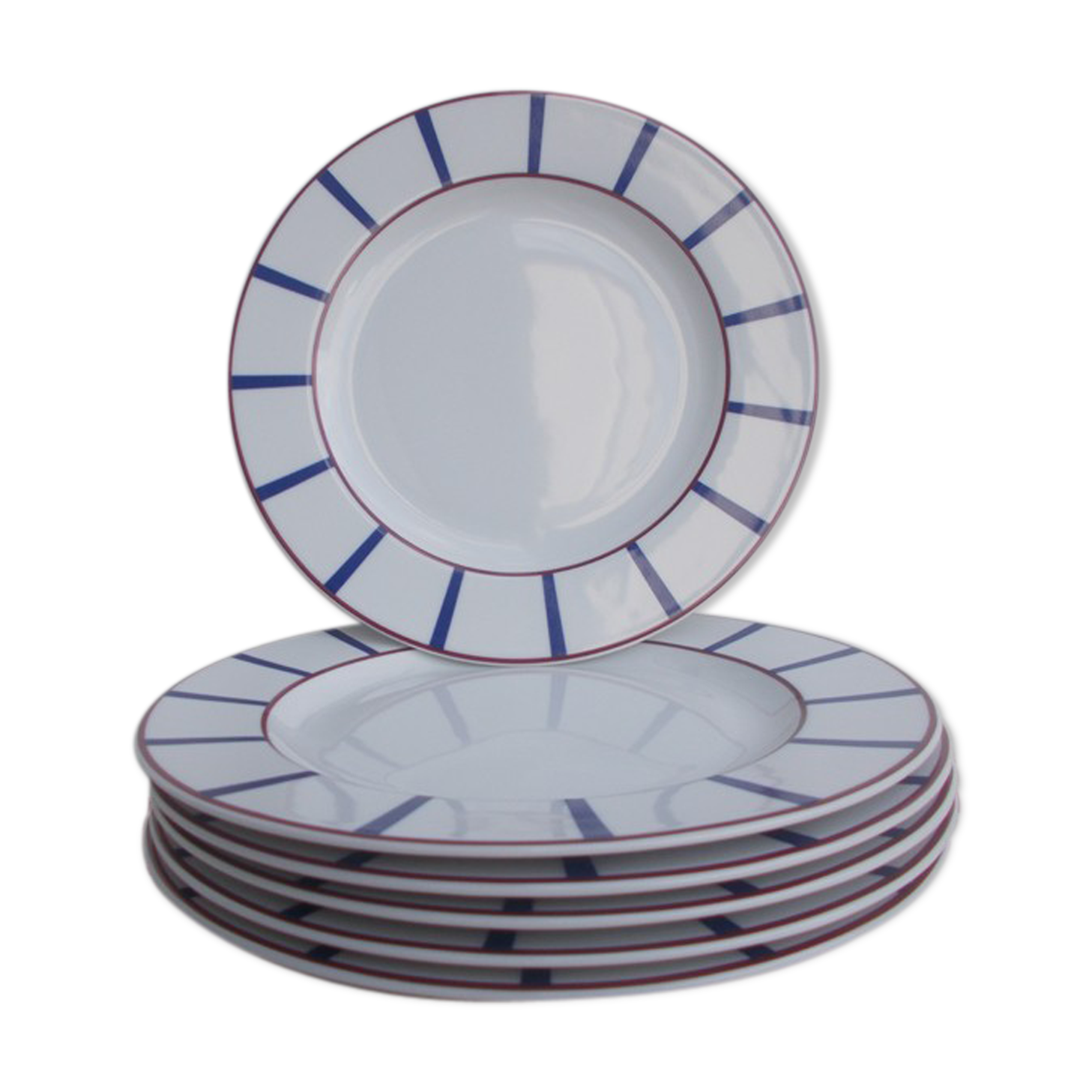 6 Assiettes plates basque en porcelaine