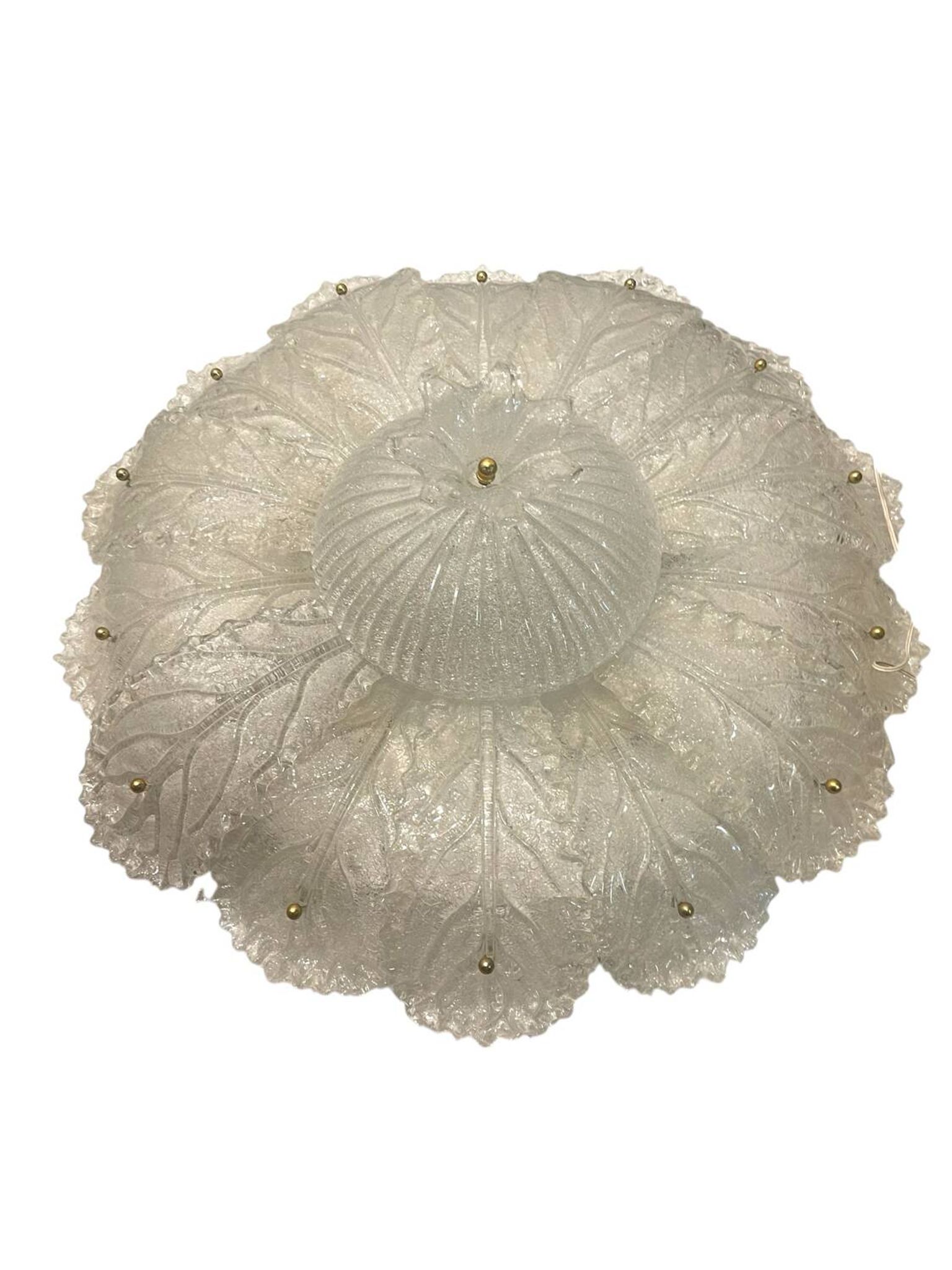 Extra Large Murano Glass Flushmount Light by Bucintoro Glass 1970’s