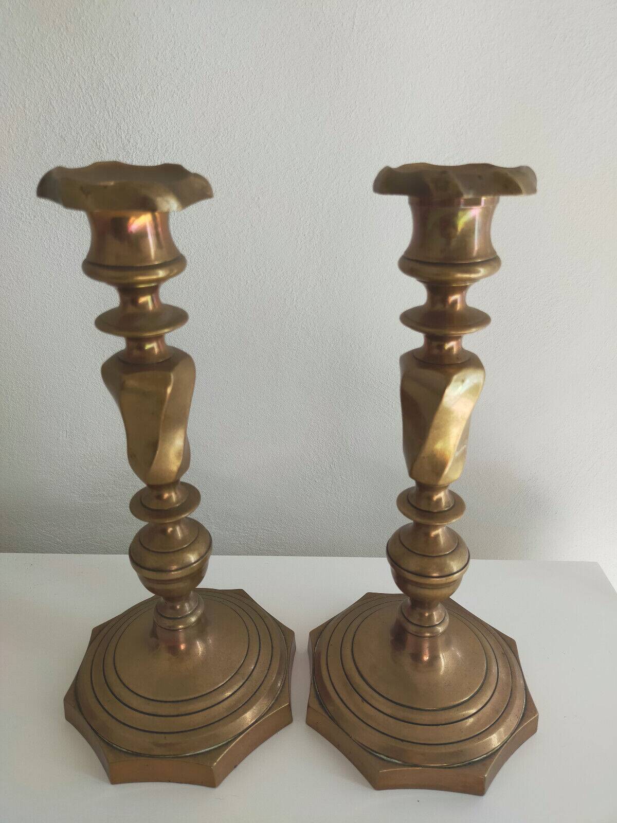 Pair of 19th century bronze candlesticks