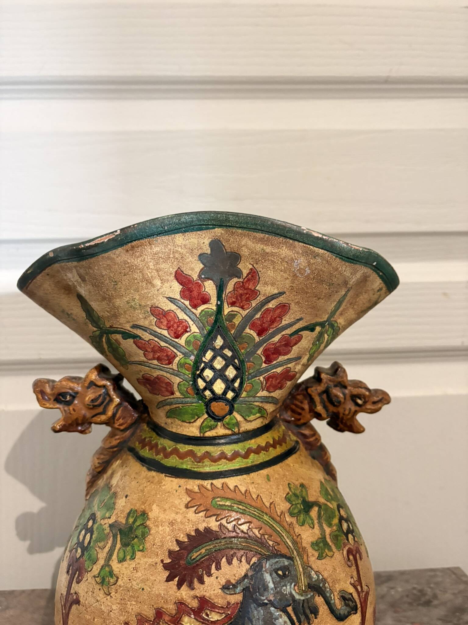 Vase carafe jug baluster ceramic terracotta italy montopoli elephant