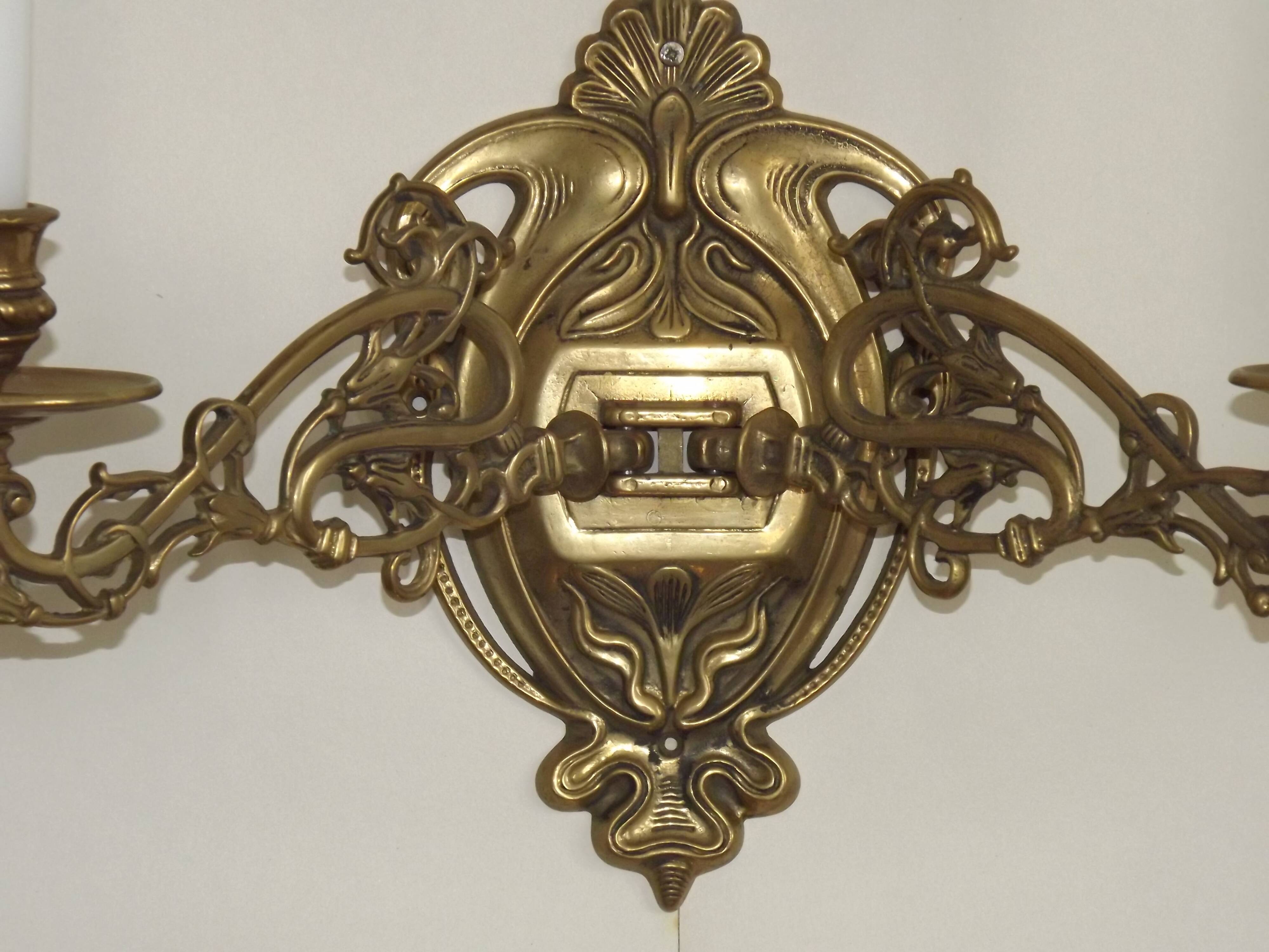 Double candle holder piano wall light in bronze 4874