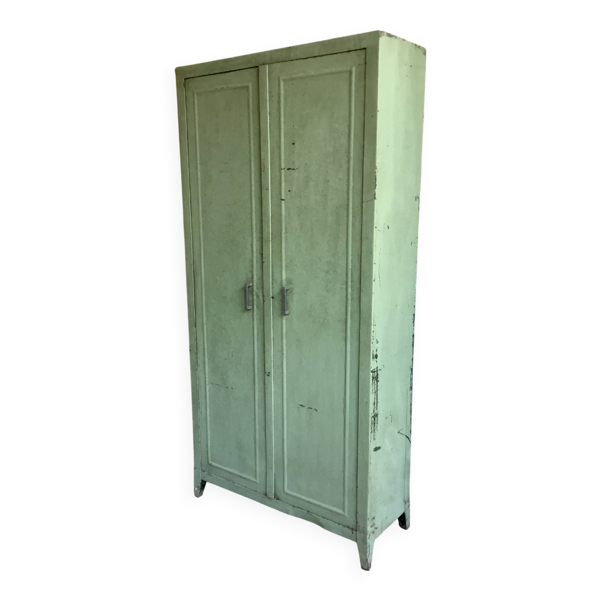 Riveted metal industrial workshop cabinet - vintage 1960s