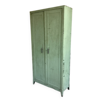 Industrial riveted metal workshop cabinet - vintage 1960