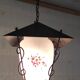 Lantern pendant light in metal, brass and glass - 50s/60s