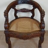 Renaissance style office chair in solid oak circa 1850