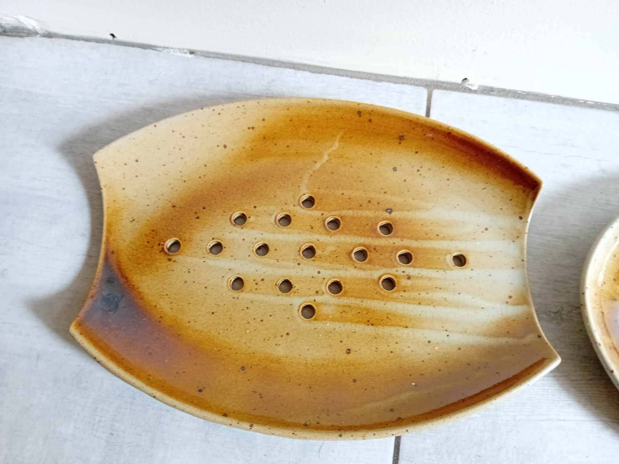 Asparagus dish in glazed stoneware signed osul