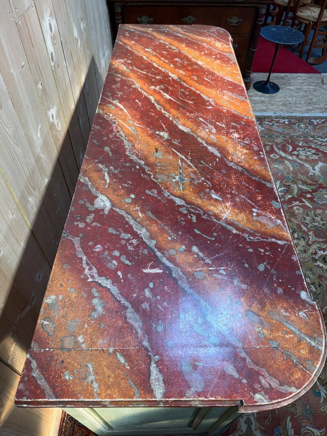 Low plinth buffet – Louis XIV period – Reclaimed wood & Faux marble