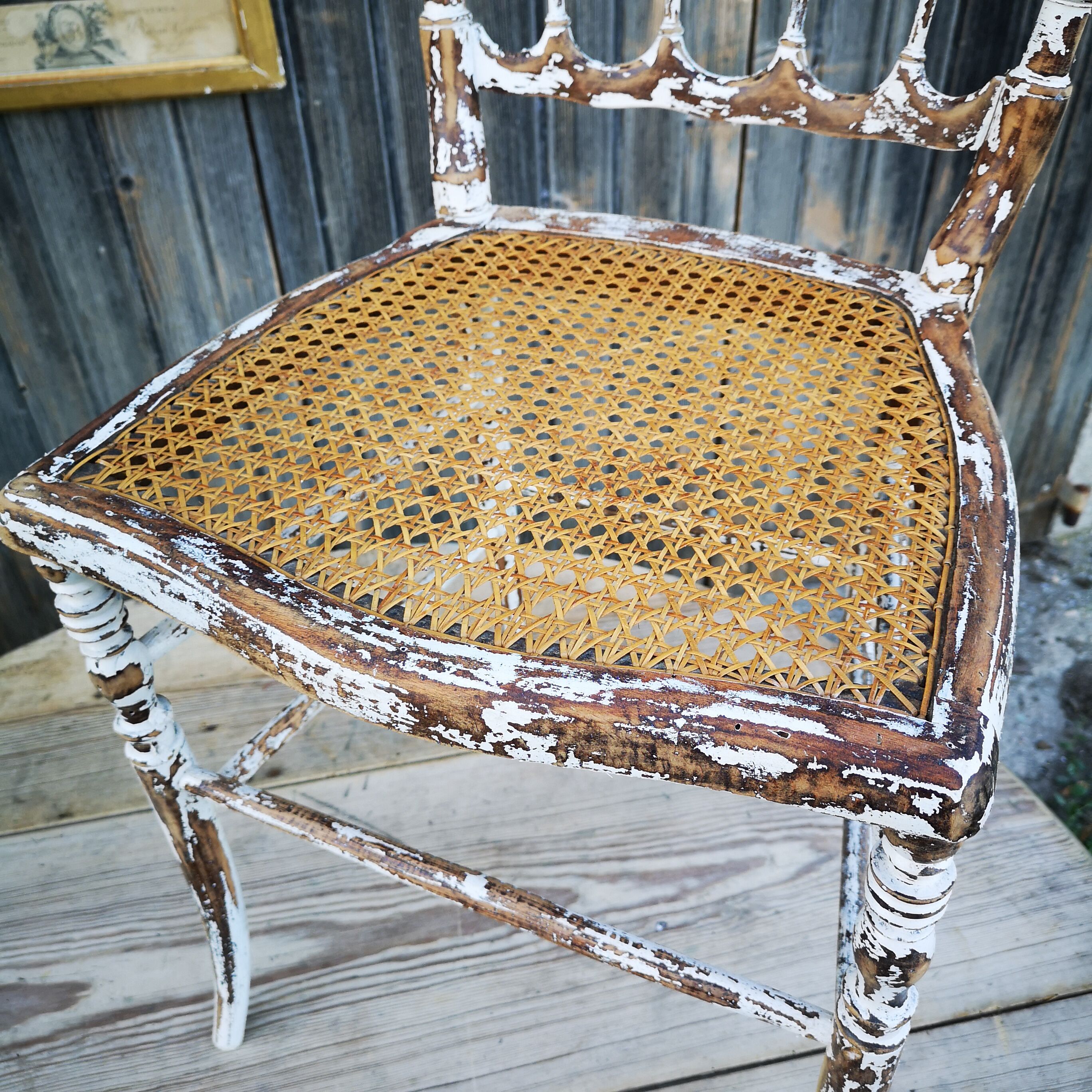 Chaise Napoléon III patinée blanche