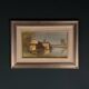 Peinture à l'huile de paysage originale, Italie années 1960, signée, encadrée