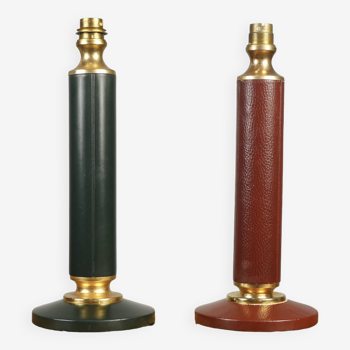 Pair of leather lamp bases