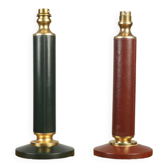 Pair of leather lamp bases