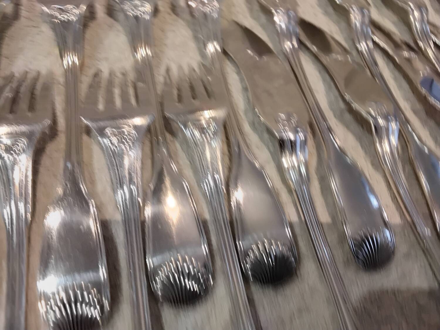 11 fish cutlery 23p silver plated metal goldsmith Cailar Bayard shell