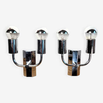 Pair of 1970 chrome wall lamps