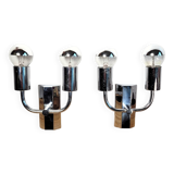 Pair of 1970 chrome wall lamps