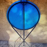 Folding pedestal table in wrought iron and wood