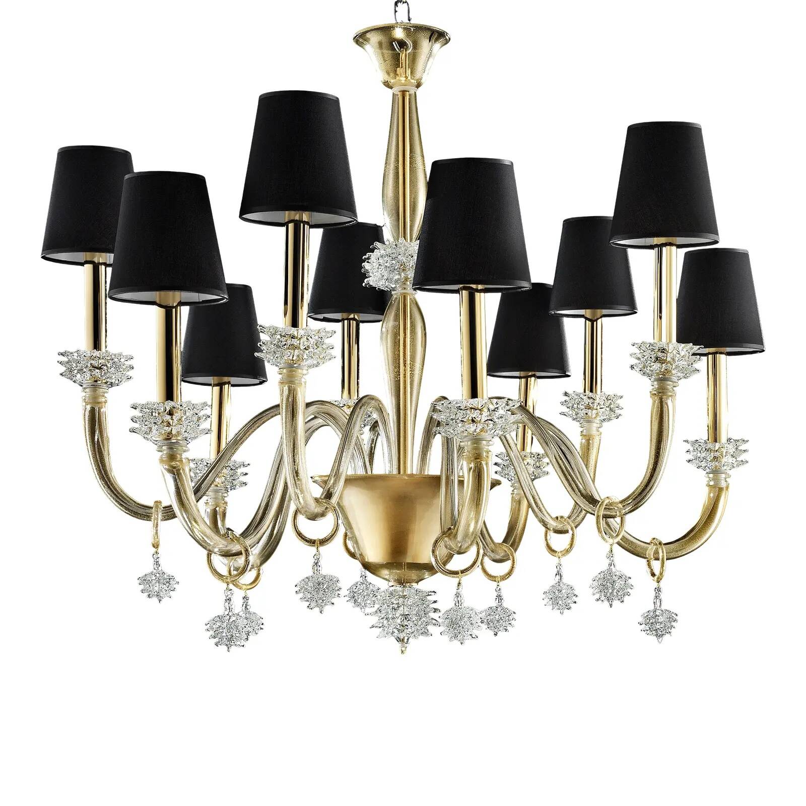 Modern Venetian “Rostrato” Murano Glass Chandelier