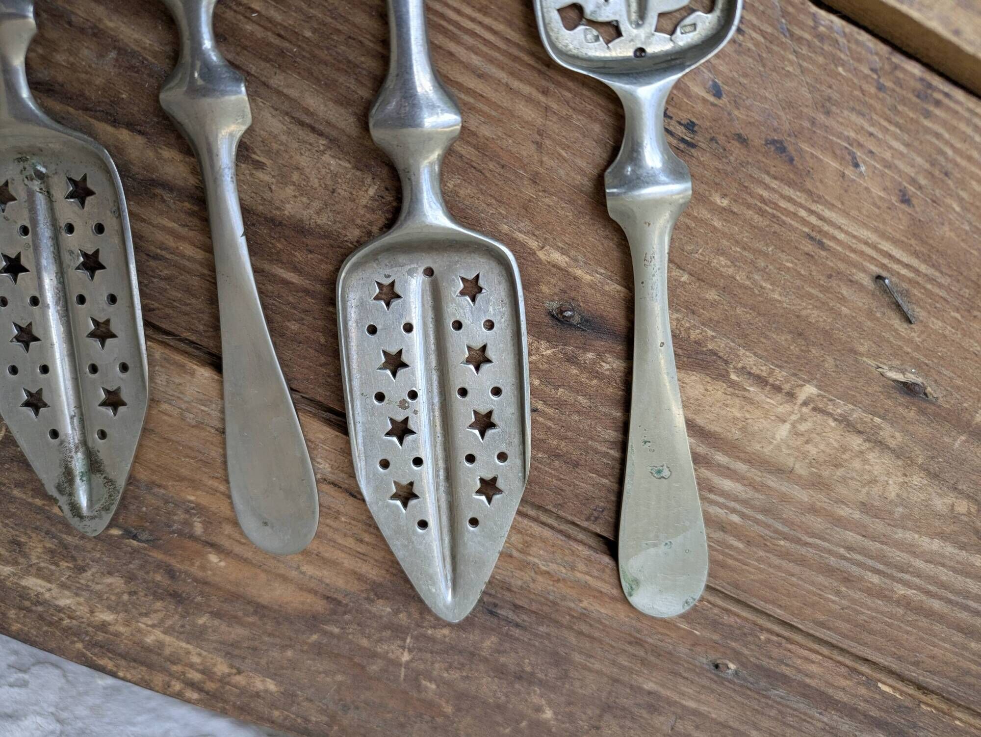 Set of 6 antique absinthe spoons Combault
