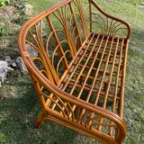 Banquette rotin 3 places