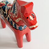 Set of 2 Vintage Swedish Dala Horses in Wood, Hand-Painted Red