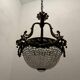 Bronze Crystal Beaded Light Pendant 1940’s