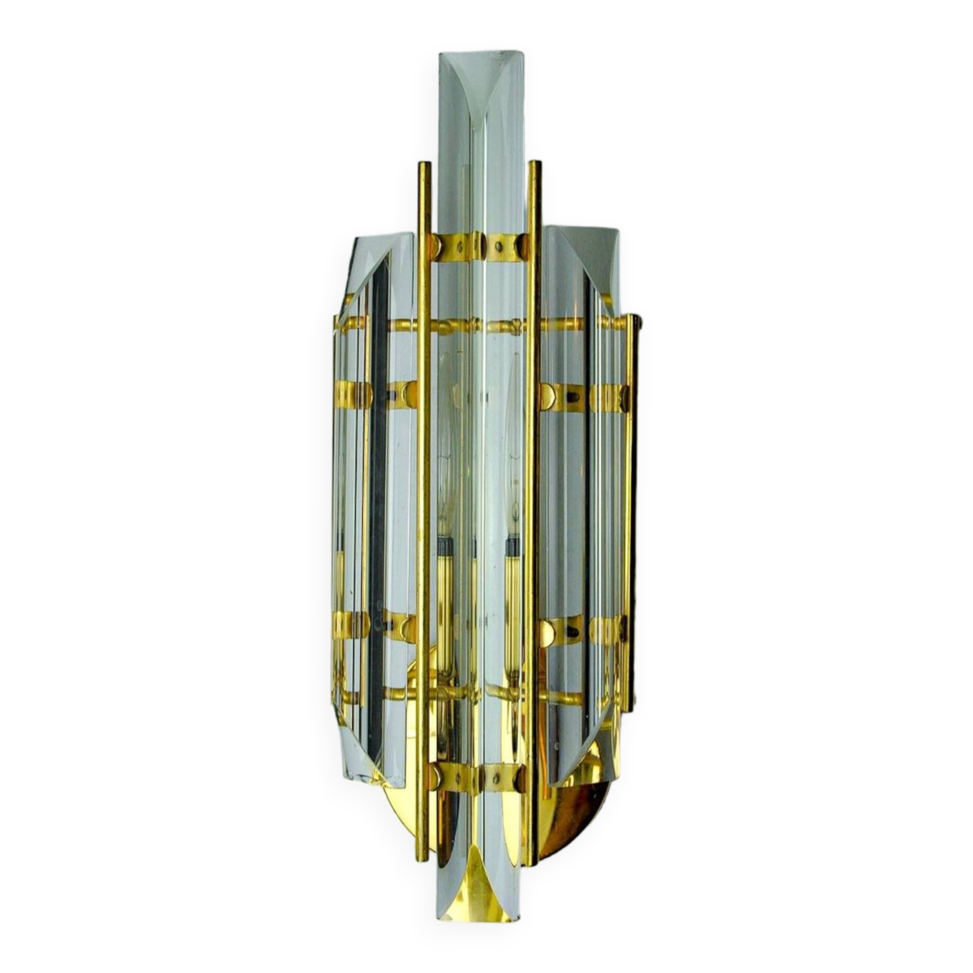 Venini wall lamp, triedri glass, murano, italy, 1970