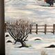 Oil on canvas mountain landscape and snow