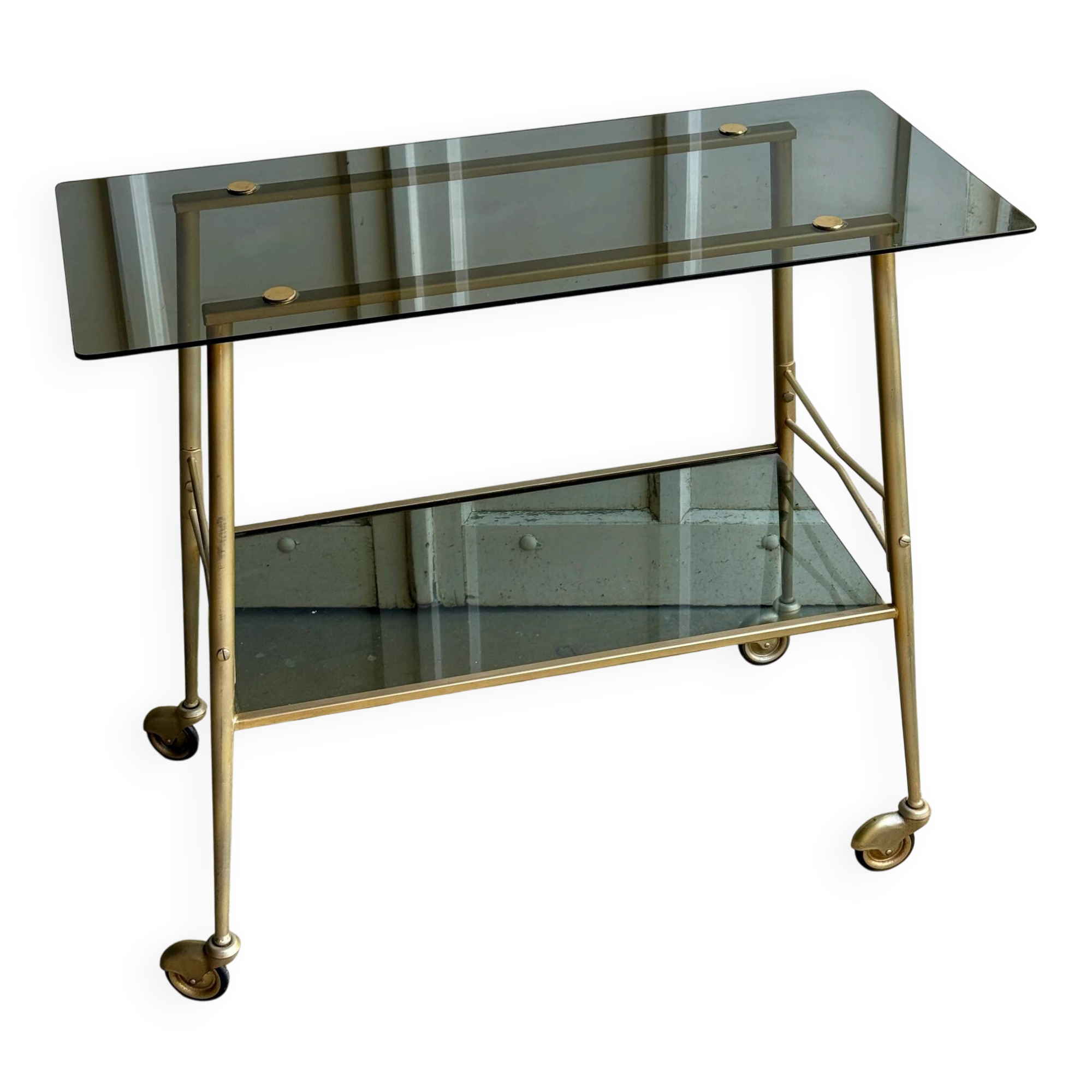 Double tray dessert in smoked glass
