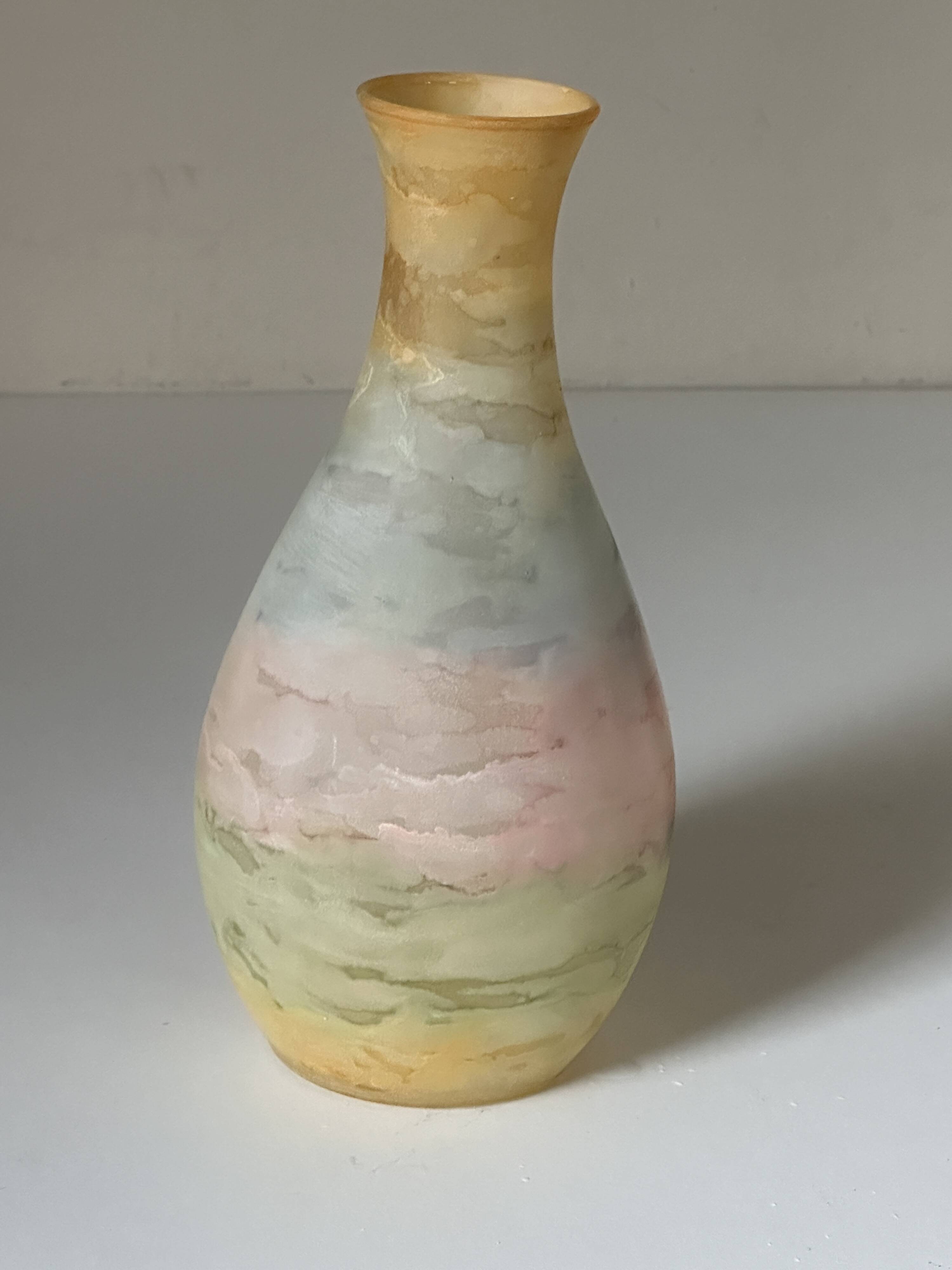 Acidulated art glass vase signed Galiano vintage 80s